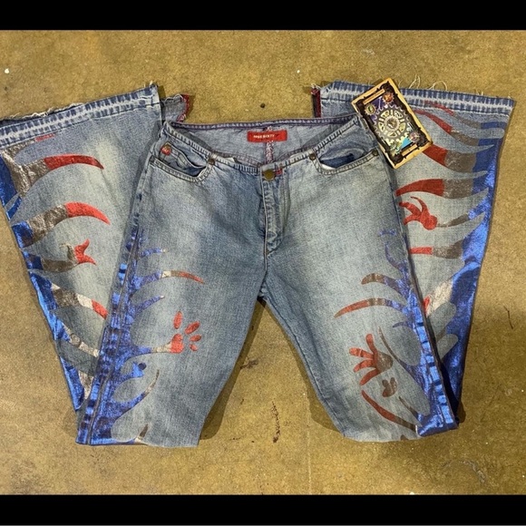 Vintage Y2K miss sixty flame bell bottom jeans - Picture 2 of 3